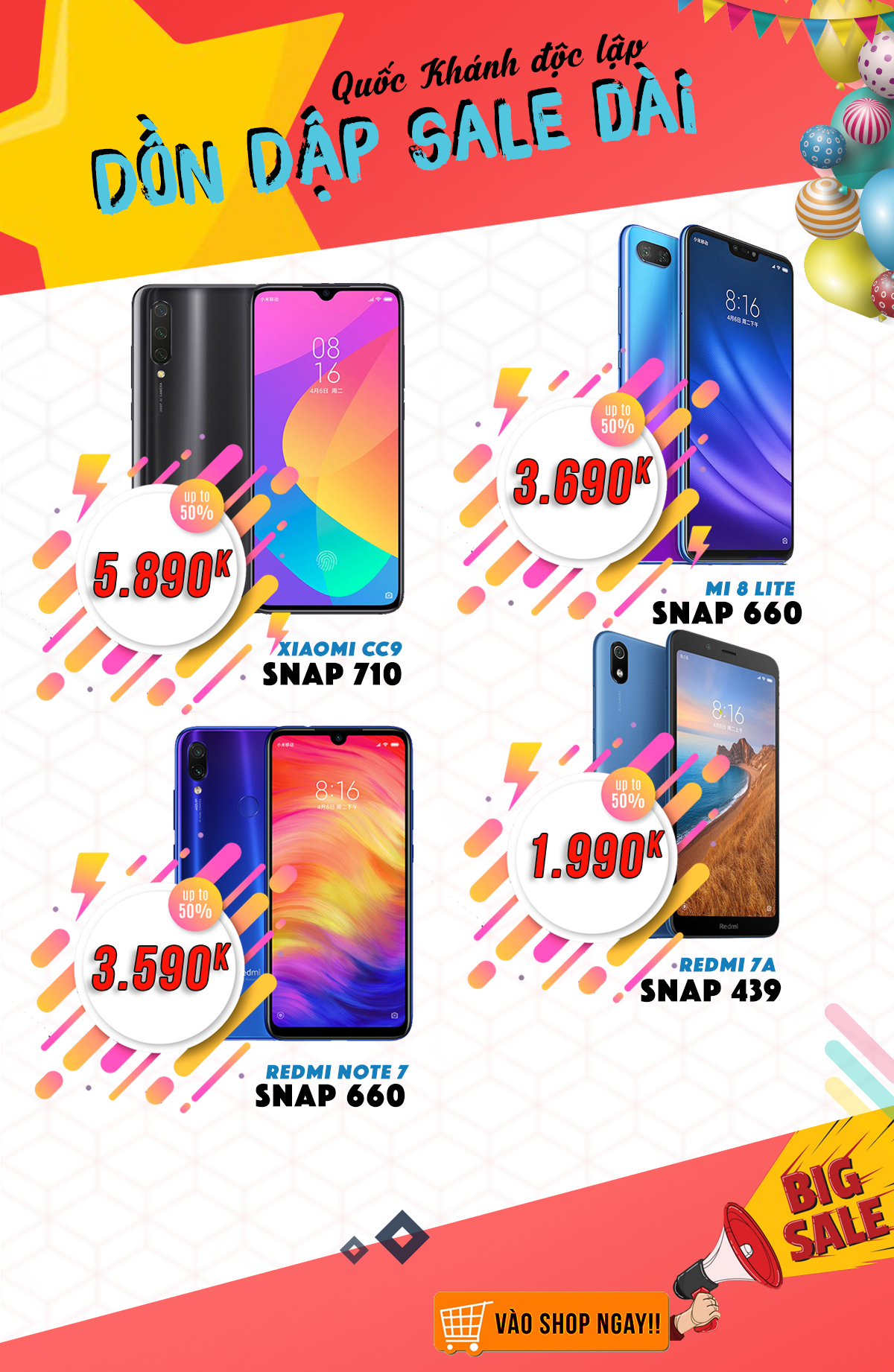 Quốc Khánh Độc Lập - Dồn Dập Ưu Đãi - Xiaomi, Realme giảm sập sàn - Nhận quà khủng - Clickbuy