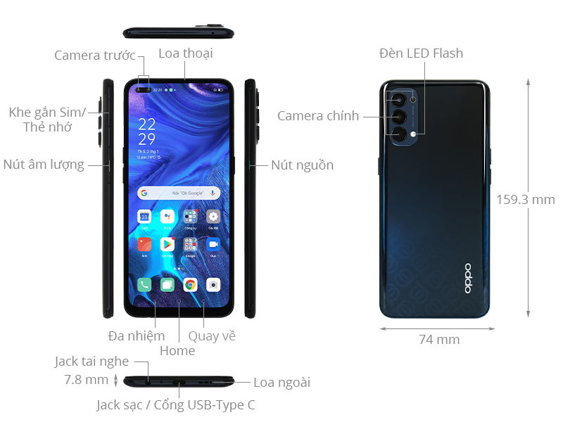Oppo Reno 4 Pro với hai tuỳ chọn màu Trắng và Đen nổi bần bật với mặt lưng trơn không một hoa văn hoạ tiết nào.