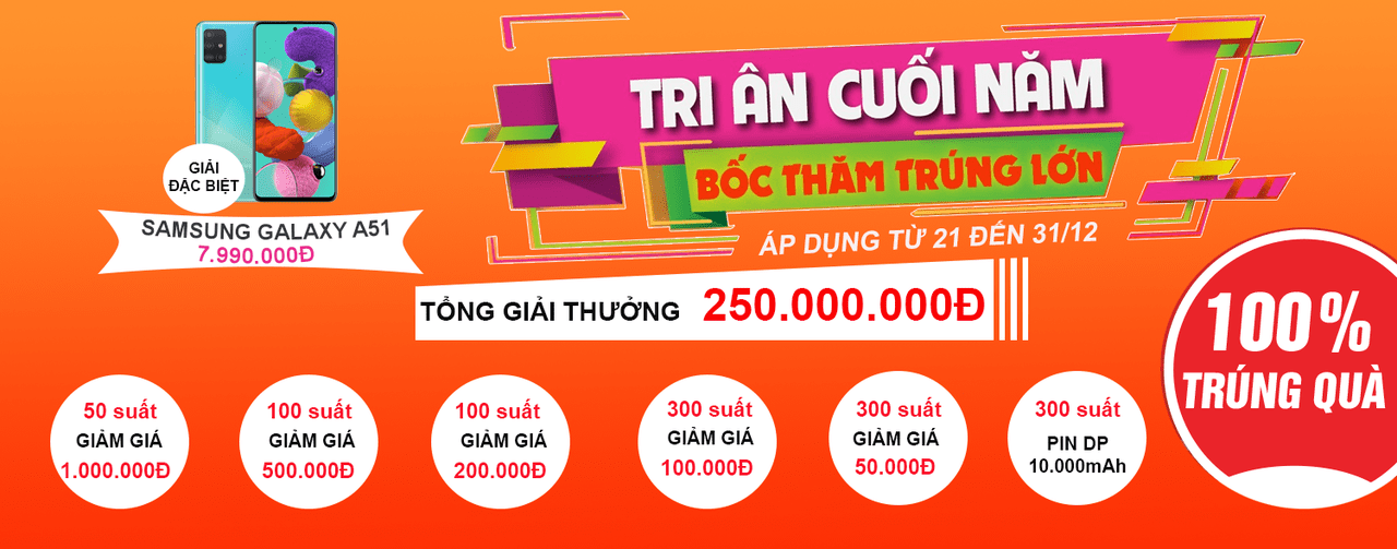 Tri Ân cuối năm – Bốc thăm trúng lớn – 100% trúng quà - Clickbuy
