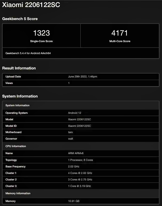 Xiaomi 12S Pro tiết lộ đi kèm SoC Snapdragon 8+ Gen 1 qua Geekbench