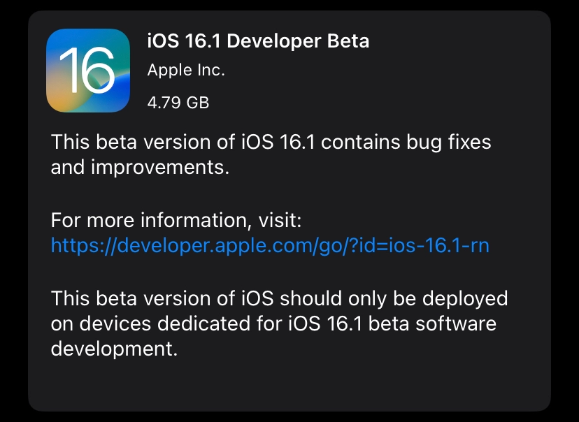 Bản thử nghiệm iOS 16.1 beta 1 dành cho ai?