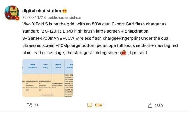 Vivo X Fold S xác nhận thông số kỹ thuật qua Geekbench