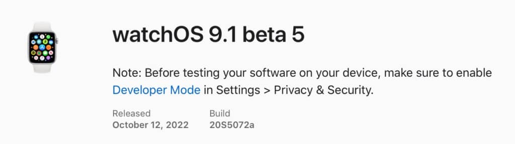 Đã có sẵn bản cập nhật watchOS 9.1 beta 5 cho các nhà phát triển