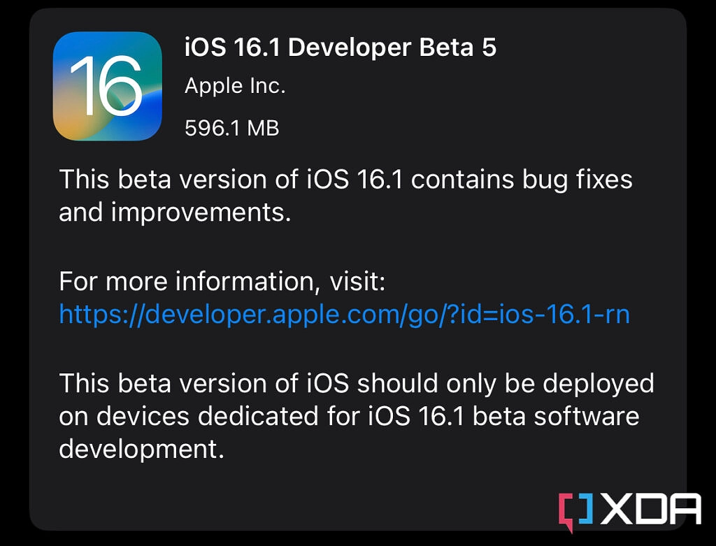 Apple vừa tung ra bản iOS 16.1 beta 5 trước khi phát hành công khai vào cuối tháng này