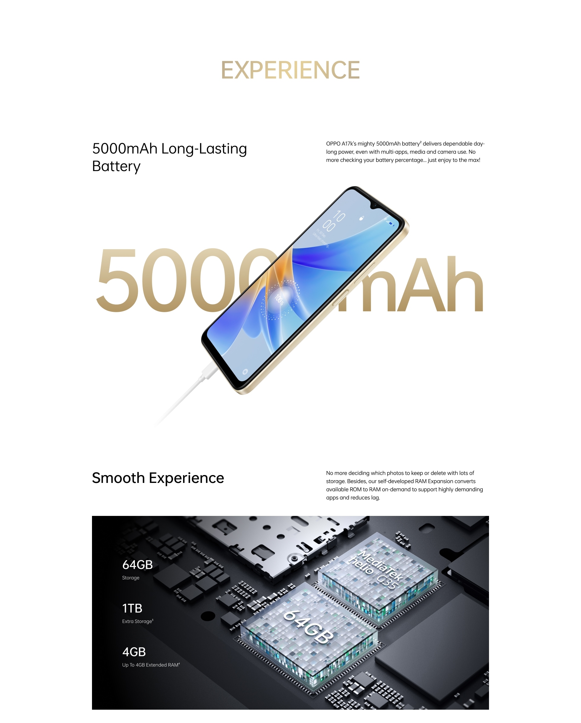OPPO A17k ra mắt với chip Helio G35, pin 5.000mAh, camera 8MP