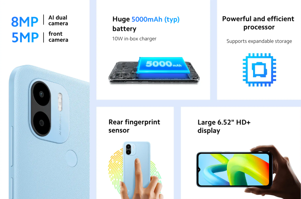 Xiaomi Redmi A1+ ra mắt với pin 5.000mAh, cảm biến vân tay, v.v.