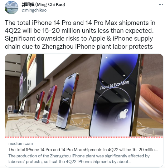 Nóng: trước mùa mua sắm cuối năm, Apple phải đối mặt với tình trạng thiếu khoảng 20 triệu chiếc iPhone 14 Pro - Clickbuy