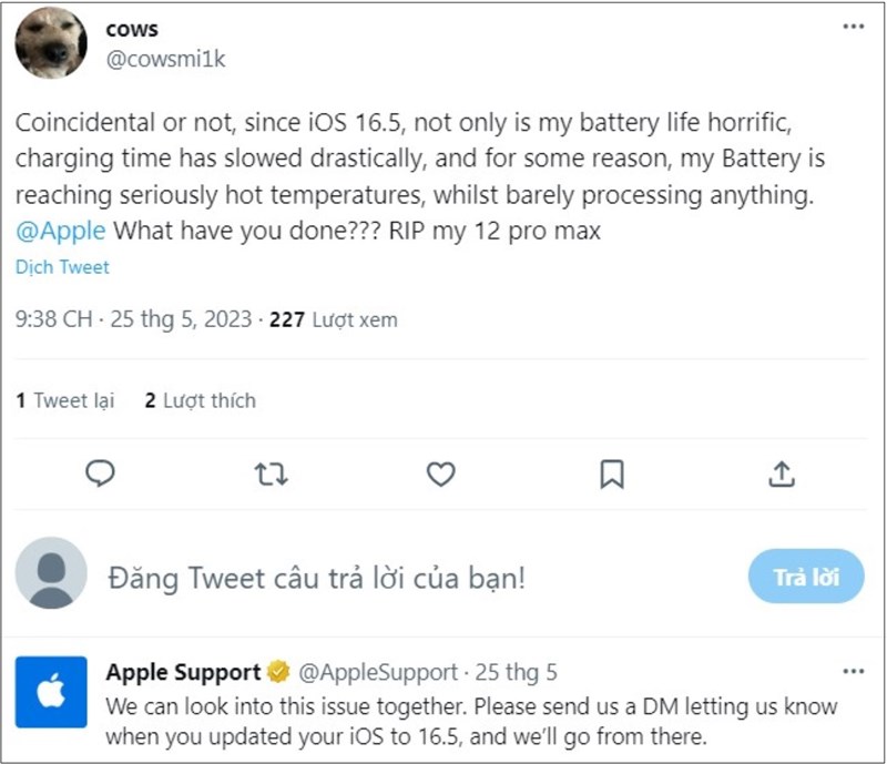 Người dùng iPhone than phiền máy hao pin nhanh hơn sau khi cập nhật iOS 16.5