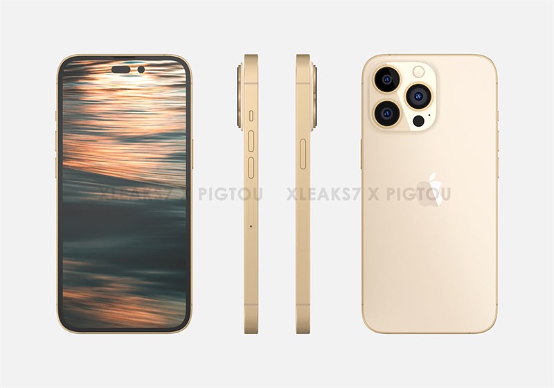 Rò rỉ thông số cấu hình cùng thiết kế mới lạ của iPhone 14 Pro iPhone 14 Pro màu vàng gold bất ngờ lộ diện Cụm camera siêu to, viền mỏng hơn, màn hình được mở rộng vì mất đi tai thỏ - Clickbuy