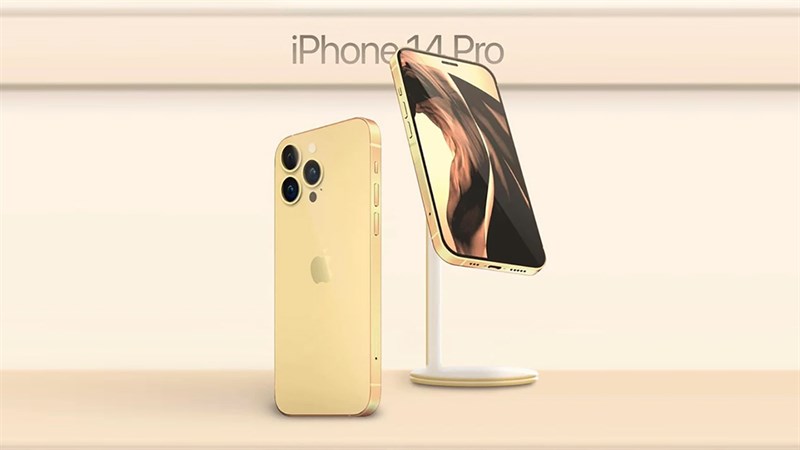 iPhone 14 concept iPhone 14 Pro màu vàng gold bất ngờ lộ diện Cụm camera siêu to, viền mỏng hơn, màn hình được mở rộng vì mất đi tai thỏ - Clickbuy