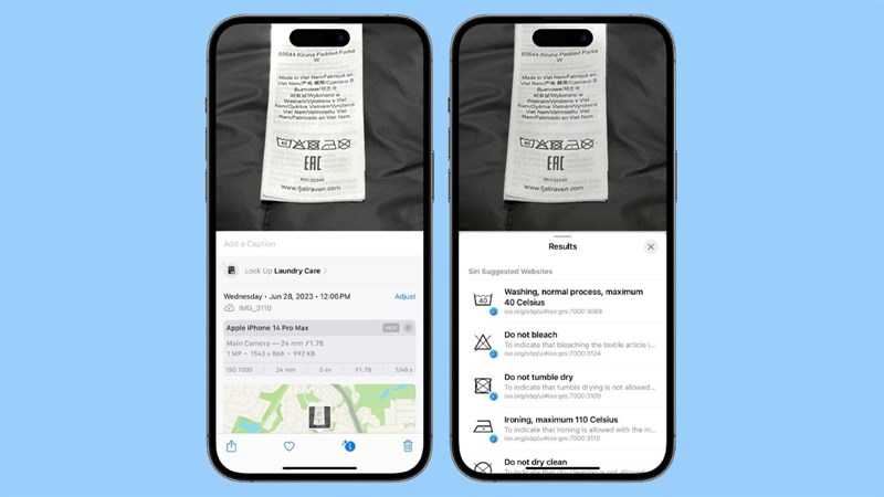 Tính năng mới trên iOS 17 sẽ giúp bạn hiểu các ký hiệu trên nhãn mác quần áo Tính năng mới trên iOS 17 sẽ giúp bạn hiểu các ký hiệu trên nhãn mác quần áo (Ảnh: MacRumors)