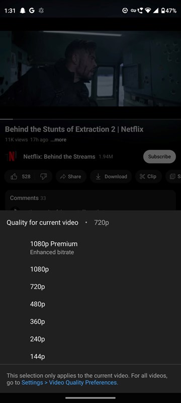 Tuỳ chọn độ phân giải 1080p Premium được phát hiện bởi người dùng Saurav kumar Người dùng Android đã có thể sử dụng tính năng này trên YouTube Premium - Clickbuy