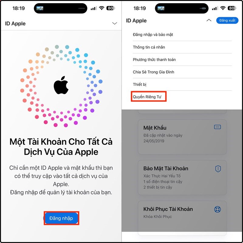 Truy cập icloud của Apple
