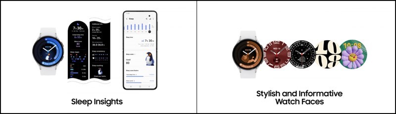 Dòng sản phẩm Galaxy Watch cũng được trang bị tính năng Sleep Insights, và nhiều tùy chọn giao diện thú vị khác