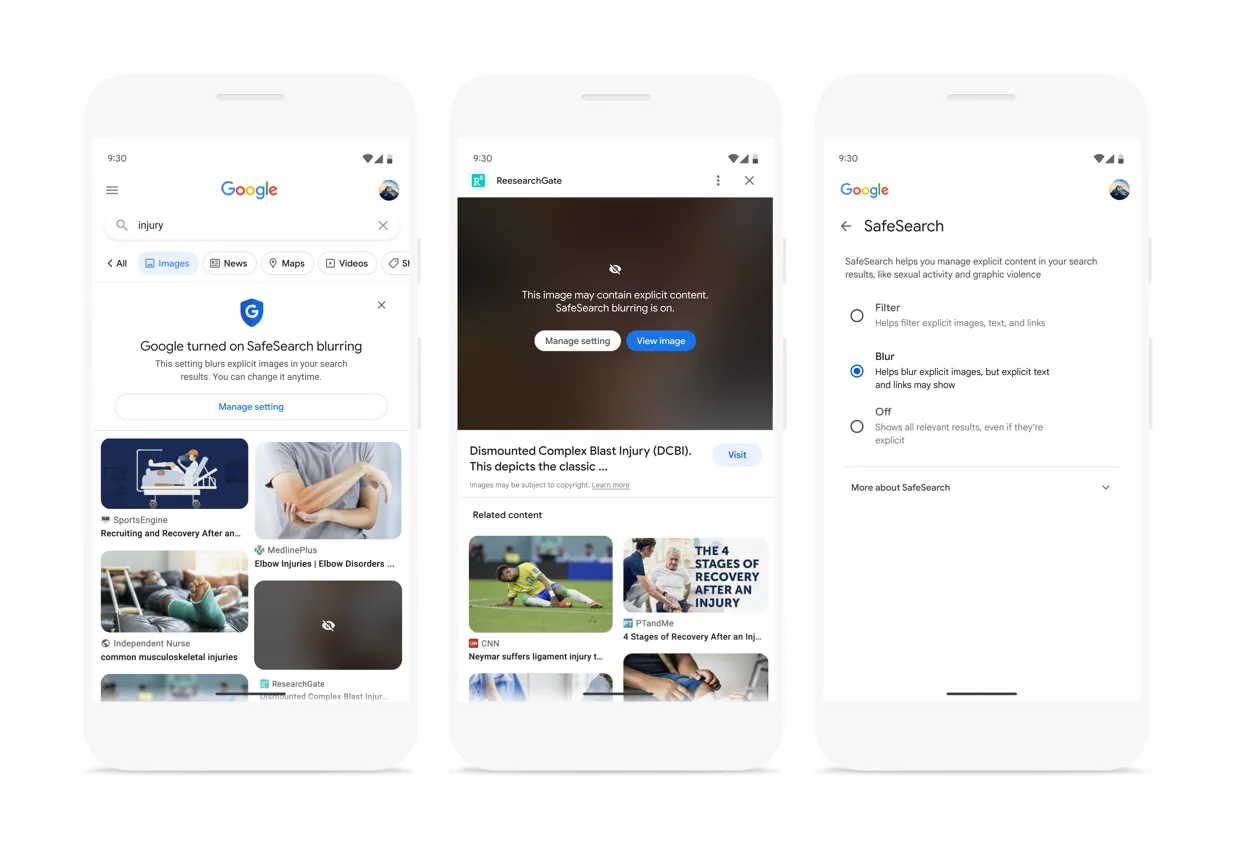 Google tự động làm mờ hình ảnh khi tìm kiếm nội dung 18+