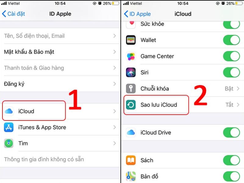Sao lưu dữ liệu trước khi cập nhật 