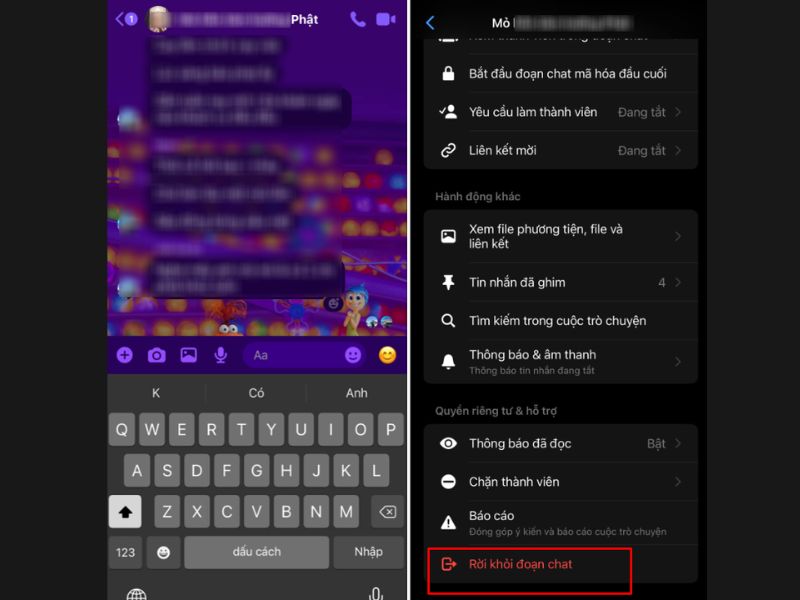 Các bước thực hiện cách giải tán nhóm trên Messenger