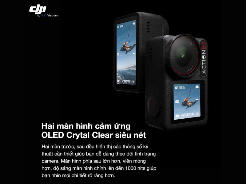 Màn hình OLED sắc nét trên DJI Action 5 Pro
