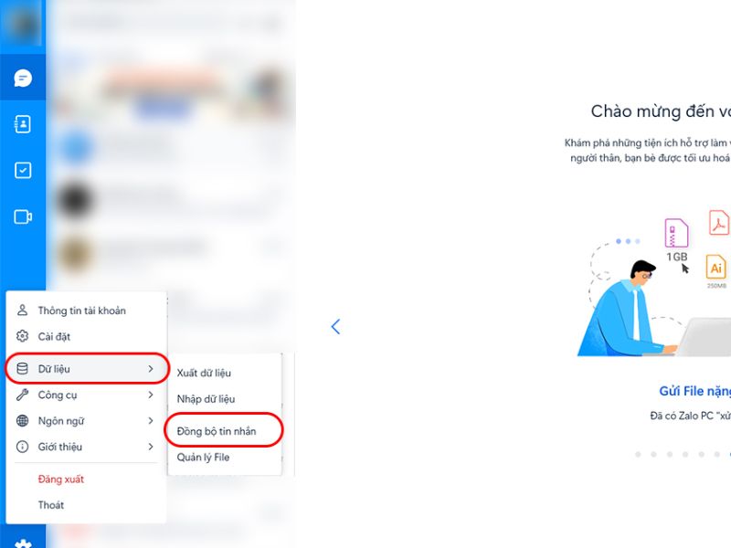 Tiến hành đồng bộ dữ liệu Zalo từ máy tính