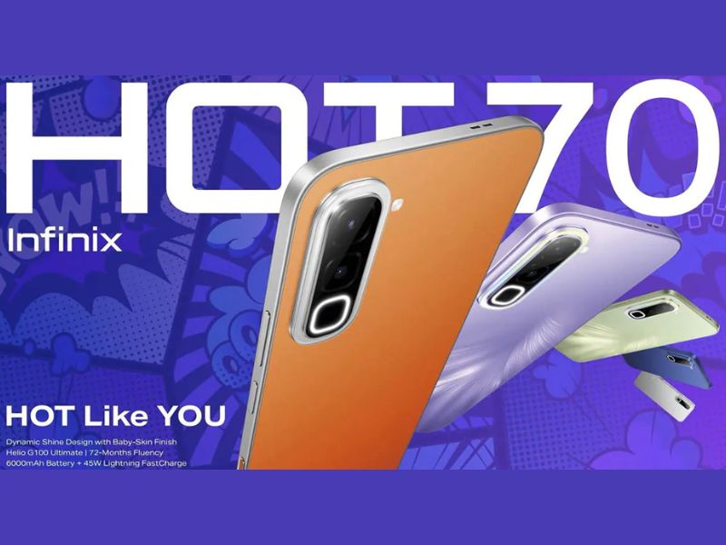 Thiết kế Infinix Hot 70 với mặt lưng sáng ngời