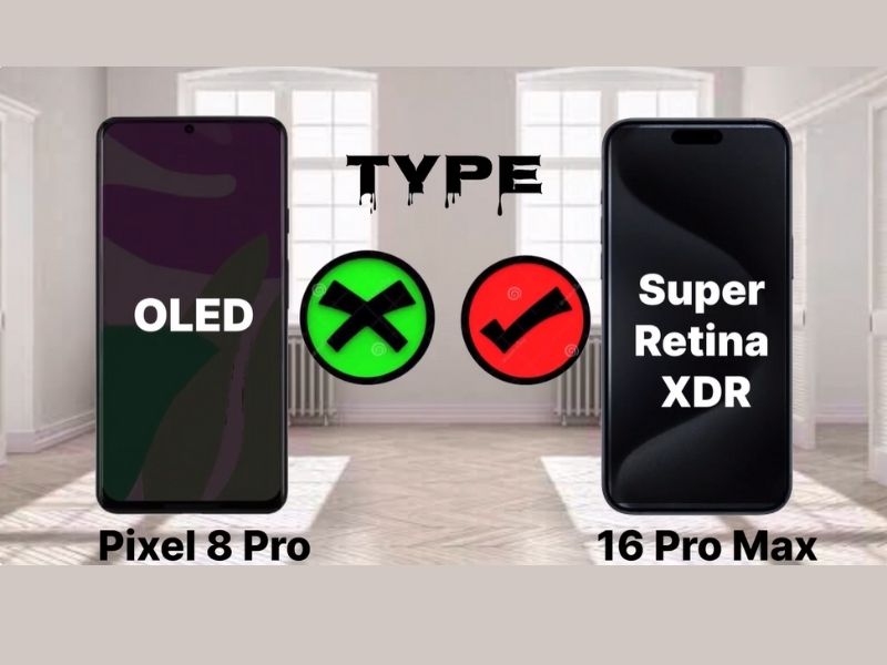 Màn hình iPhone 16 Pro Max vs Pixel 8 Pro