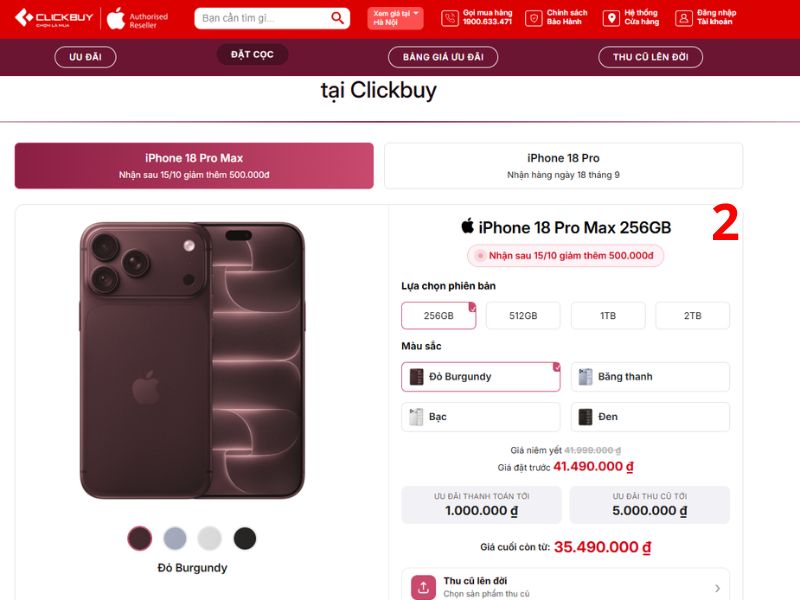 Lựa chọn phiên bản và màu sắc iPhone 18 Pro Max bạn muốn mua