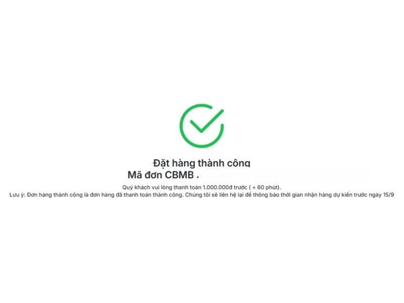 Quét mã QR thanh toán và nhận thông báo đặt hàng thành công