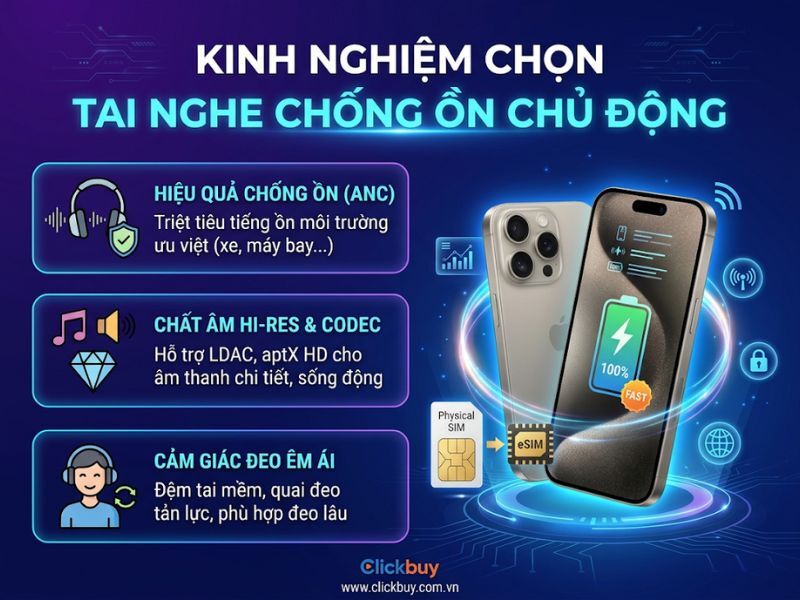 Kinh nghiệm chọn tai nghe chống ồn chủ động