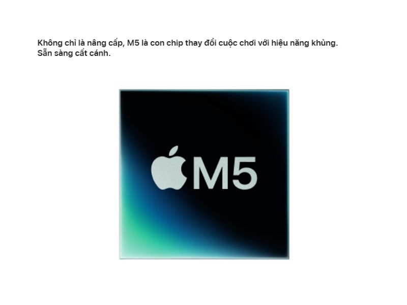 Chip M5 mạnh mẽ trên Macbook Air M5