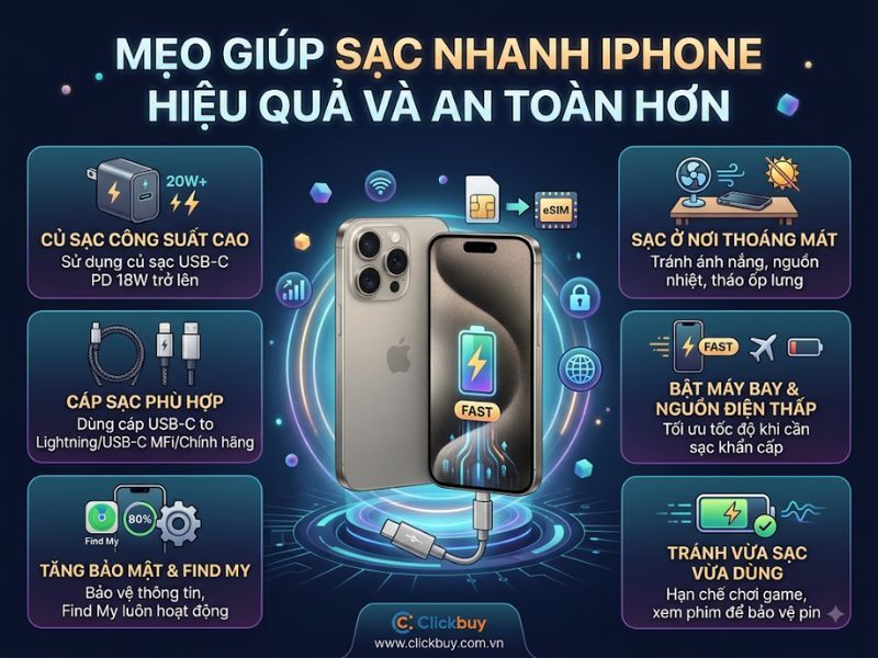 Mẹo giúp sạc nhanh iPhone hiệu quả và an toàn hơn