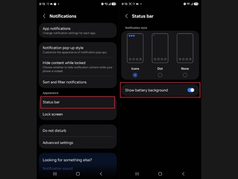 Cách bật tùy chọn hiển thị pin mới trên One UI 8.5