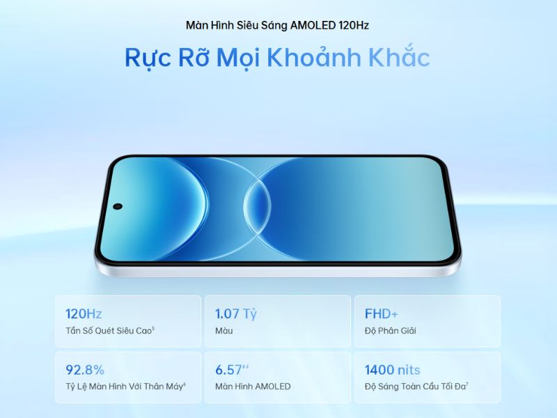 Màn hình OPPO A7 Pro 5G AMOLED 120Hz sắc nét