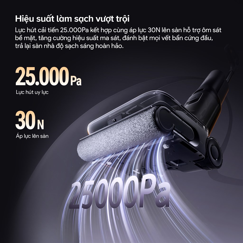 Lực hút 25000 PA trên Roborock F25 ACE Pro