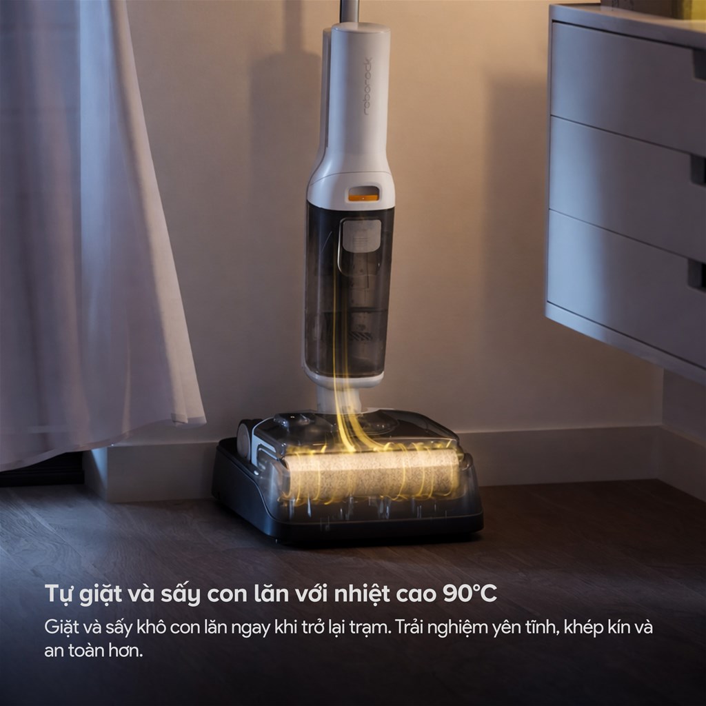 Tự giặt sấy con lăn 90 độ C trên Roborock F25 Gen 2