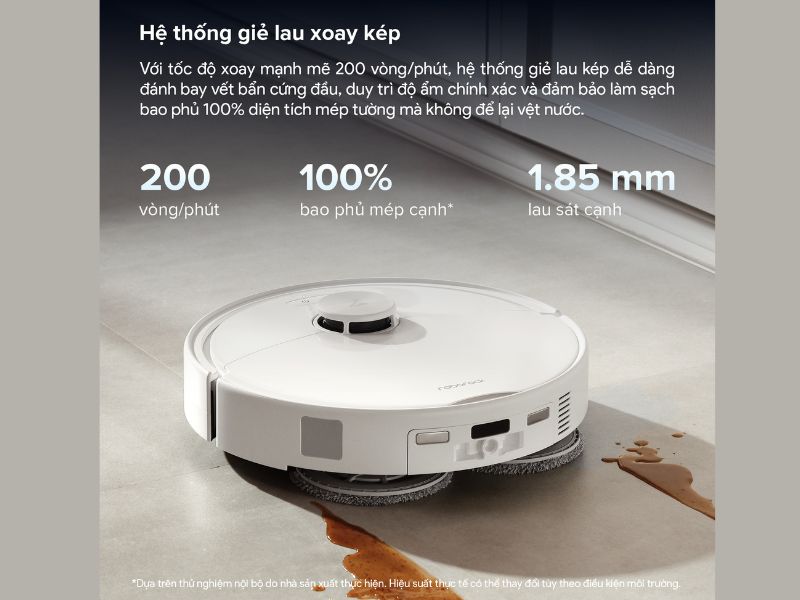 Giẻ xoay làm sạch thông minh trên Roborock Qrevo 2 Pro