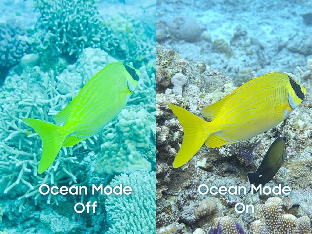 Ảnh chụp khi tắt và bật Ocean Mode trên Samsung Galaxy S26 Ultra
