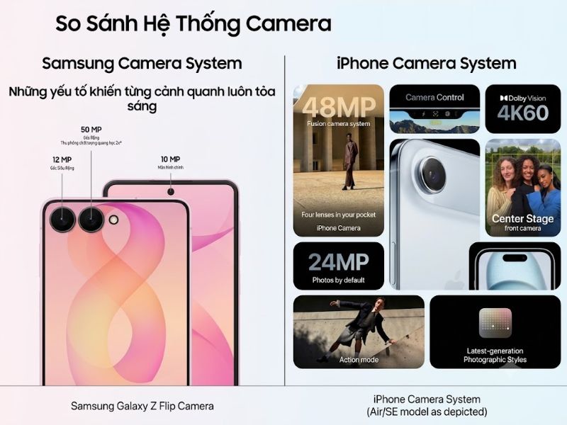 Camera trên Flip8 khác gì iPhone Air