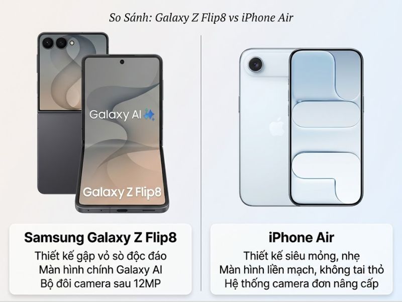 Samsung Galaxy Z Flip8 khác gì iPhone Air