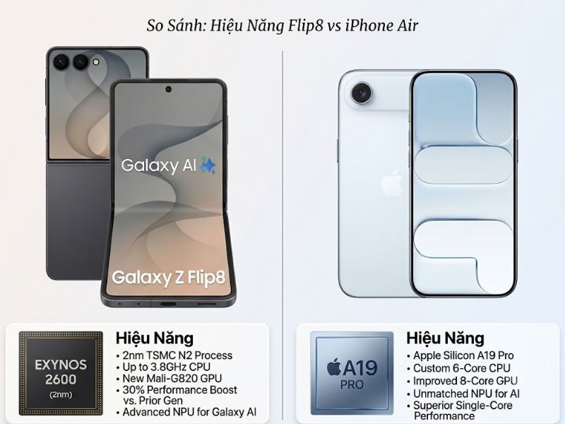 Nên chọn Samsung Galaxy Z Flip8 vs iPhone Air