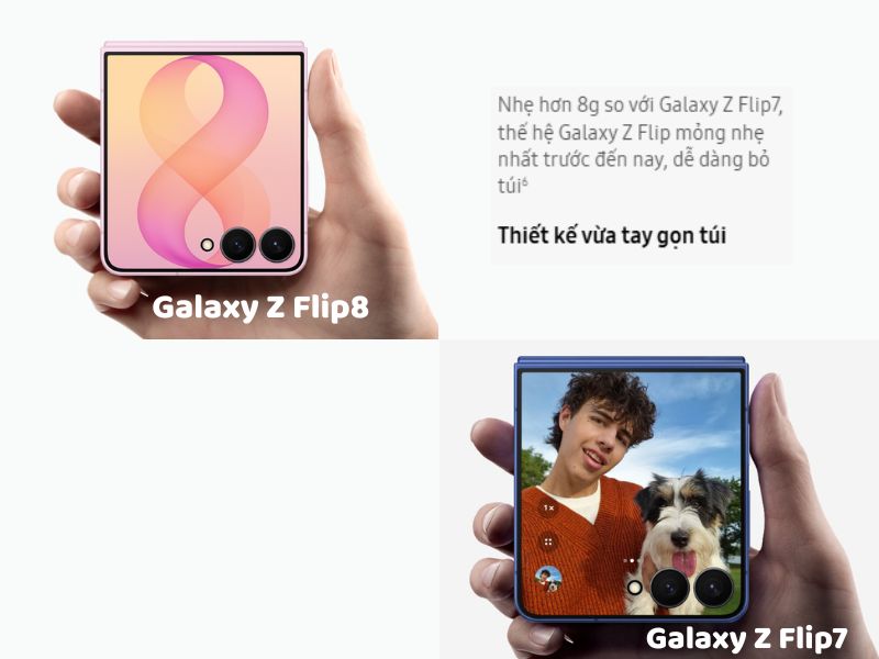 Samsung Galaxy Z Flip8 với Z Flip7
