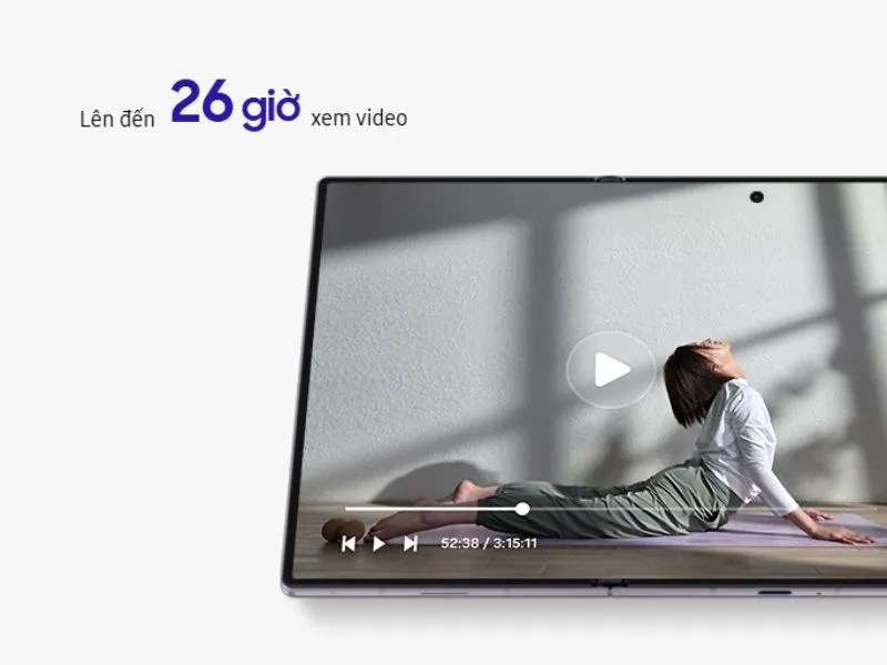 Thời lượng pin lên tới 26h phát video trên Z Fold8