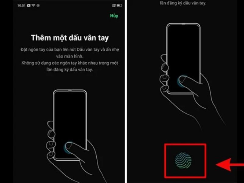 Thiết lập vân tay dưới màn hình