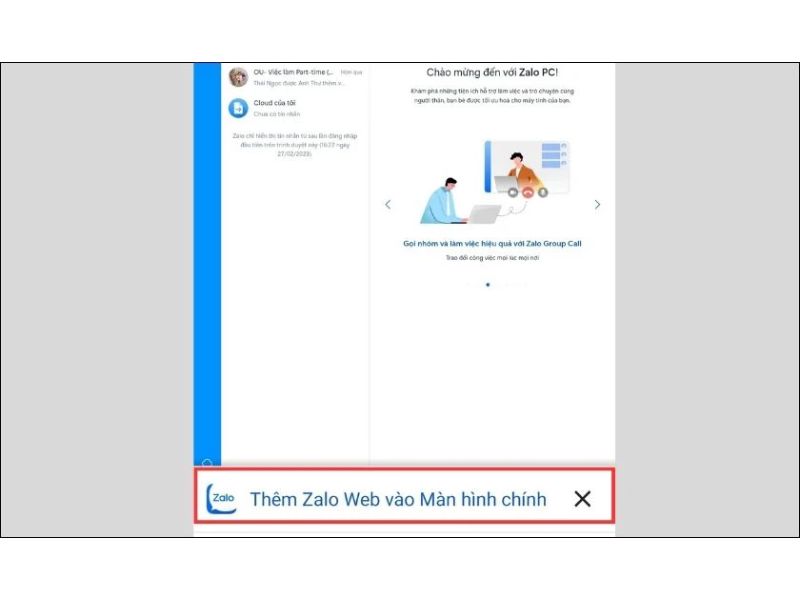 Thực hiện thao tác đăng nhập Zalo trên web