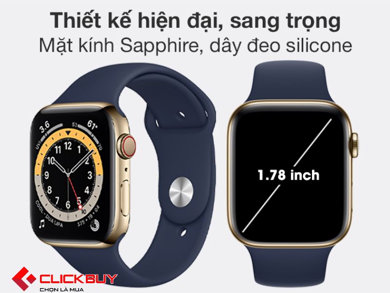 Thiết kế Apple Watch Series 6 44mm LTE viền thép