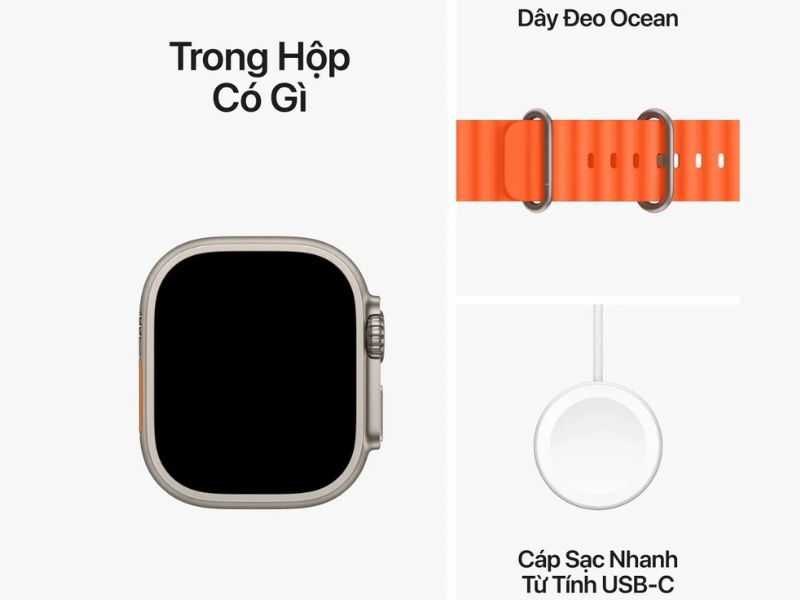 Pin của Apple Watch Ultra 2 Vỏ Titan dây Ocean