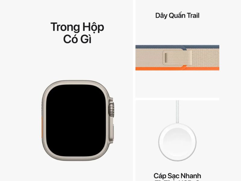 Trong hộp Apple Watch Ultra 2 Vỏ Titan dây Trail