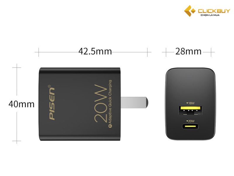 PISEN Quick QP 20W thiết kế nhỏ gọn