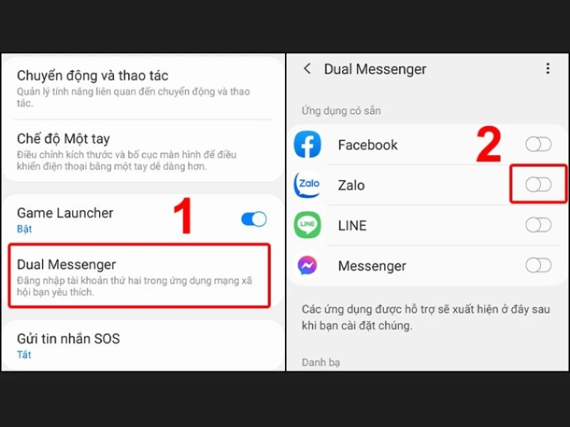 đăng nhập 2 Zalo trên androi