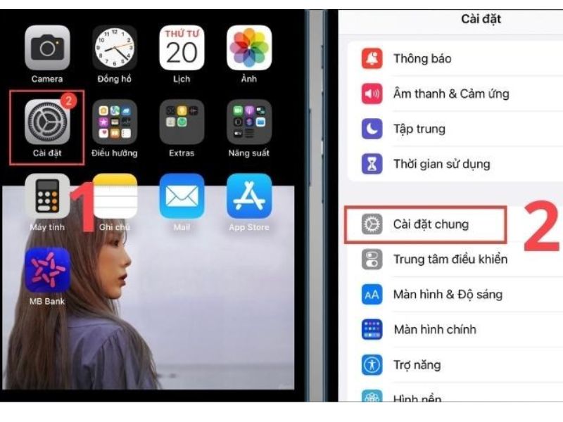 Bước 1: Mở mục Cài đặt