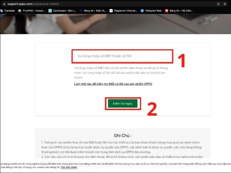 kiểm tra bảo hành Oppo